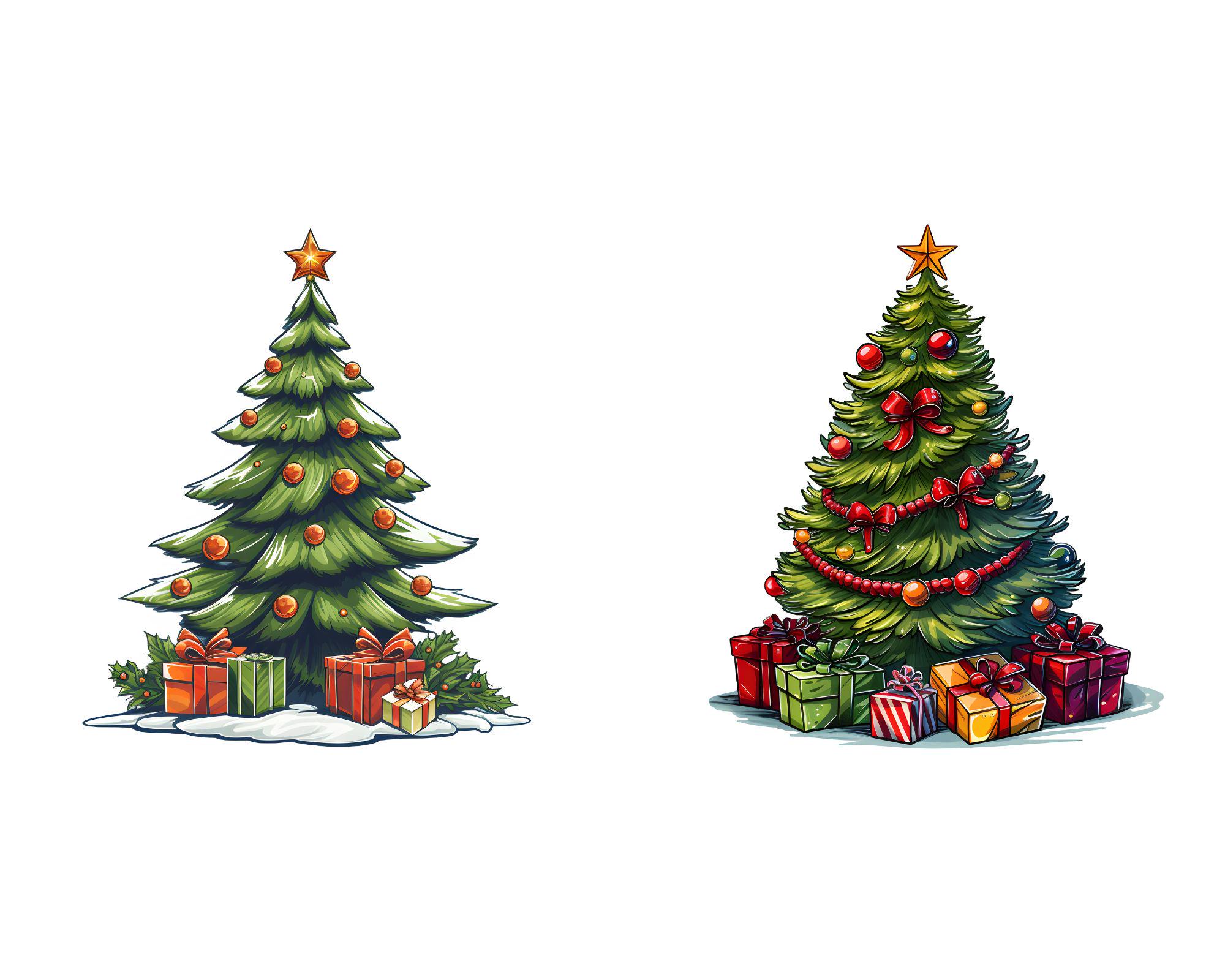 水彩画のクリスマスツリーのクリップアート：ホリデー PNG ファイル