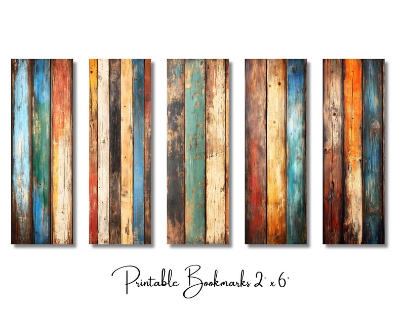 Rustic Wood Bookmarks: Printable DIY Craft Backgrounds (PNG/JPG Digital ...