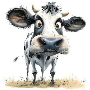 Funny Cow Clipart, 24 High Quality JPG, Whimsical Quirky, Watercolor Cow, Digital Paper Craft, Card Making, Scrapbooking, Commercial Use