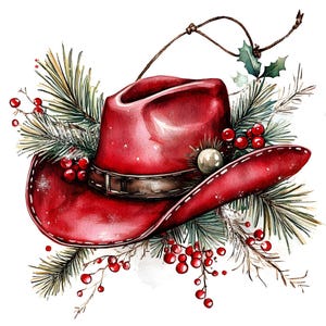 Cowboy Hut Weihnachten Clipart, 16 JPG, Weihnachten Clip Art, Papier Handwerk, Kartenherstellung, Scrapbooking, Digitaler Download, Kommerzielle Nutzung