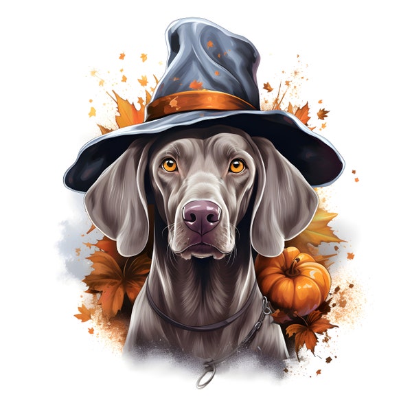 Halloween Weimaraner Clipart, 12 JPGs, Watercolor, Cute Halloween, Halloween Dog, Digital Paper Craft, Commercial Use