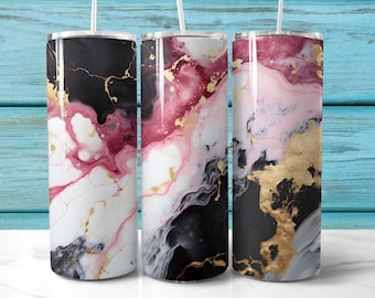Pink Marble Tumbler Wrap: Seamless 20oz PNG (Digital Download)