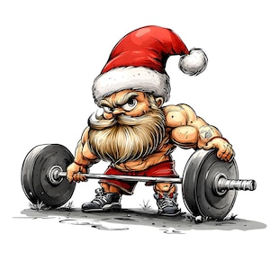 Fisiculturista Papai Noel Clipart, 30 JPG, Clip Art de Natal, Papai Noel Engraçado, Artesanato em Papel, Criação de Cartões, Download Digital, Uso Comercial