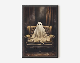 Vintage Geist auf Couch Kunstdruck: Halloween Poster (Digitaler Download)