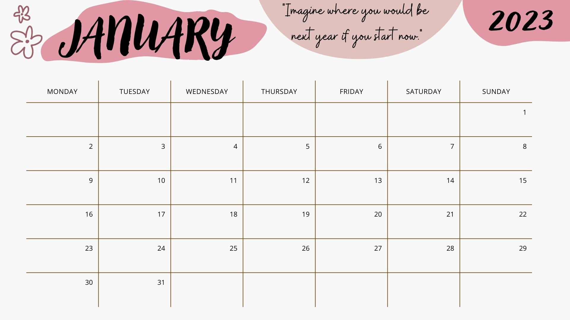 minimalist-monthly-calendar-2023-printable-mothly-planner-positive-calendar-pdf-etsy