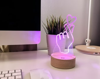 NEON Finger Heart LED Light