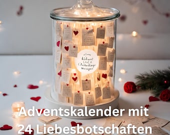 Calendario de Adviento para parejas: Calendario de Adviento romántico para parejas enamoradas: 24 mensajes de amor, vales de amor para imprimir inmediatamente.