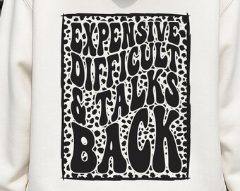 SVG PNG Caro, difícil y que responde, Caro y difícil SVG, Caro y difícil PNG, SVG de moda, Texto ondulado, SVG retro