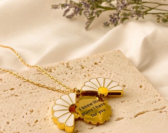 Versteckte Botschaft Daisy Medaillon Halskette, christlicher Schmuck, Senfkorn Halskette, christliche Geschenke für sie, Erstkommunion, Gott Mutter Geschenk