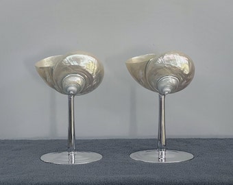 Silver Cocktail Glasses - Popular Valentine’s Day Gifts in 2024 - Shell Martini Glasses - Seashell Wine Glasses - Wedding Bridesmaid Gifts