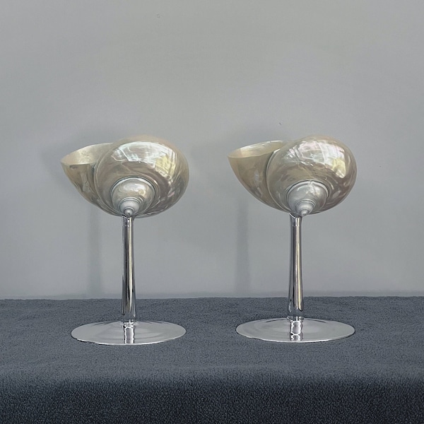 Silver Cocktail Glasses - Popular Valentine’s Day Gifts in 2024 - Shell Martini Glasses - Seashell Wine Glasses - Wedding Bridesmaid Gifts