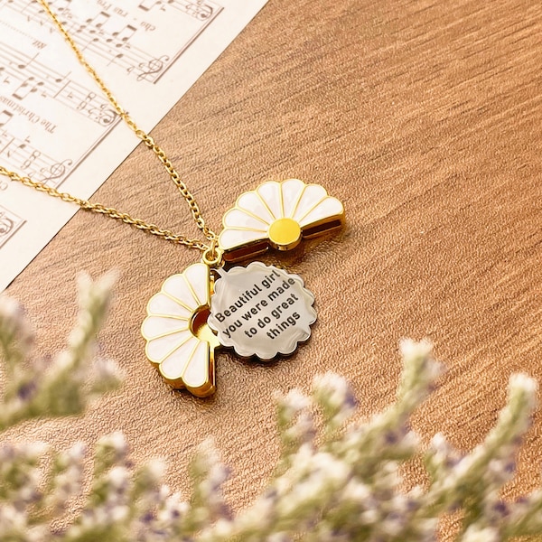 Hidden Message Daisy Locket Necklace, Christian Gifts, Christian Gifts for her, God Mother Gift, tiny mustard seed,First Communion Gift Girl