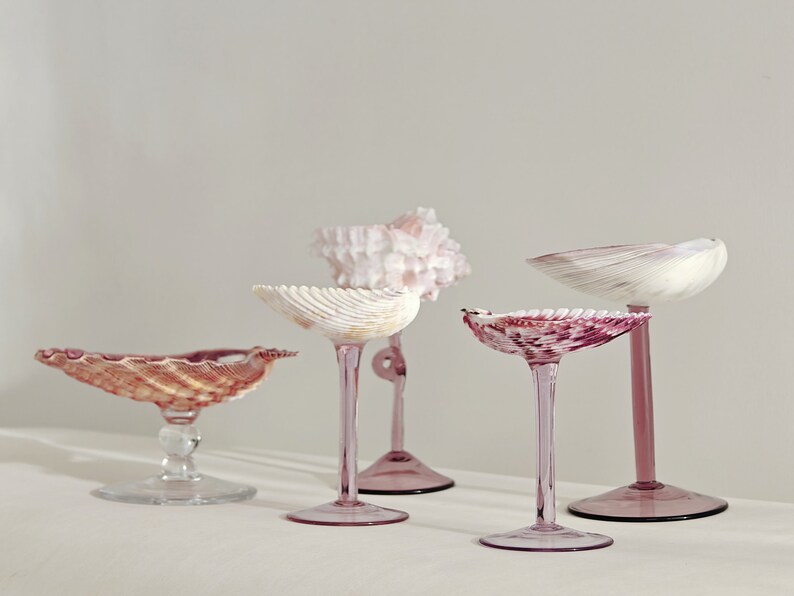 Set of 5 Coupe Glasses Set Most Popular Bridesmaids Gifts The Hottest Beach Wedding Gifts Beach Seashell Martini Glasses Gift For Her 5 pcs (1 set)