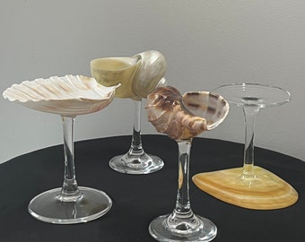 Cadeau de fête de enterrement de vie de jeune fille, verres à martini en coquillage, verres à vin coupé, tasse à dessert pour gâteaux, verres à vin en coquillage, cadeau de demoiselle d'honneur de mariage sur la plage