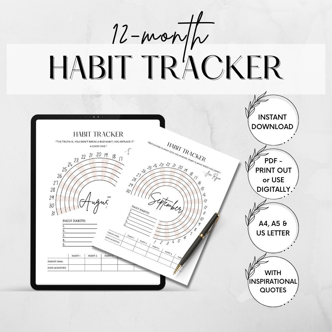 Routine Track Daily Habit Tracker, Printable PDF Circle Routine Track, Digital ...