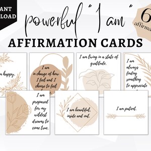 Cartes d’affirmation puissantes pour la positivité et la confiance en soi, cartes de manifestation imprimables, téléchargement numérique