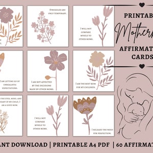 Bevestigingskaarten voor het moederschap, postpartumbevestigingskaarten voor nieuwe moeders, positieve bevestigingen