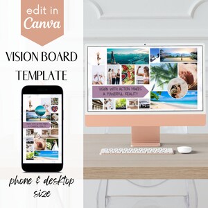 Vision Board Template, Digital Vision Board Canva Template, 2023 Goals Board, Dream Board, Manifestation Board, Digital Download