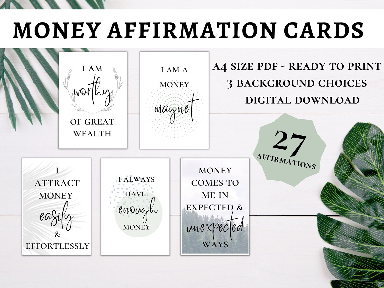 Money Affirmation Cards Vision Board Printables Etsy