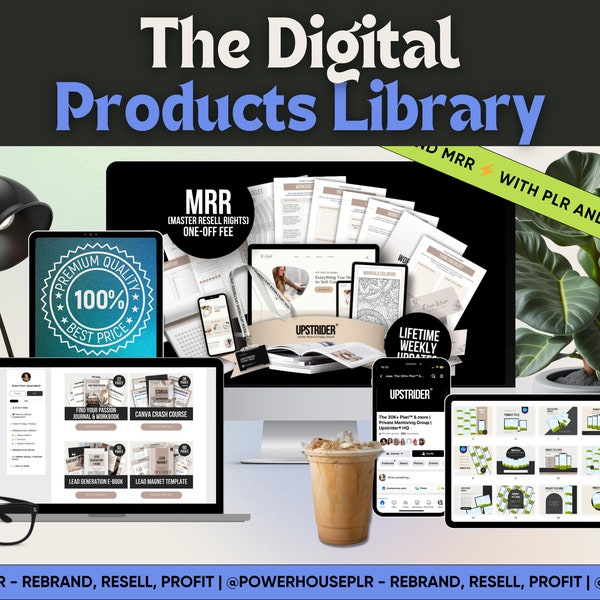 La biblioteca oficial de productos digitales™ con derechos de reventa maestros Productos digitales PLR y plantillas PLR Canva para vender en Etsy Passive Income