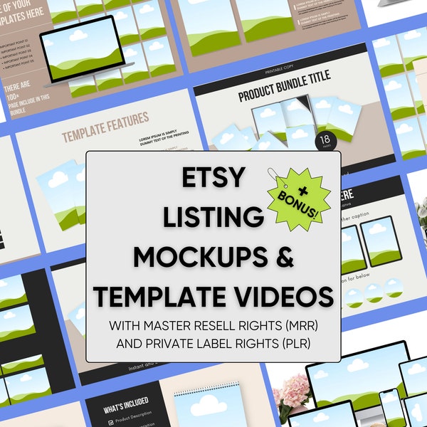 Etsy Listing Templates Etsy Shop Kit PLR Canva Templates Master Resell Rights PLR Digital Products Aesthetic Mockups How to Sell on Etsy