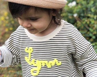 Beach sweatshirt for children with customizable fluorescent first name / LITTLE SUMMER SWEAT