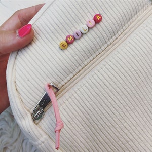 Sac à dos maternelle zipé en velours avec avec mot ou prenom en perles colorées personnalisé / Little BACKPACK COLORFUL image 5