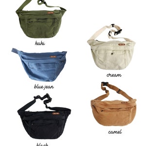 Banane géante pour homme multipoche avec mot ou prénom à personnaliser, couleur écru, camel, kaki, noir ou jean / LITTLE BANANABAG XL Daddy image 3