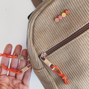 Zippered velvet nursery backpack with personalized word or first name in colored beads / Little BACKPACK COLORFUL image 9