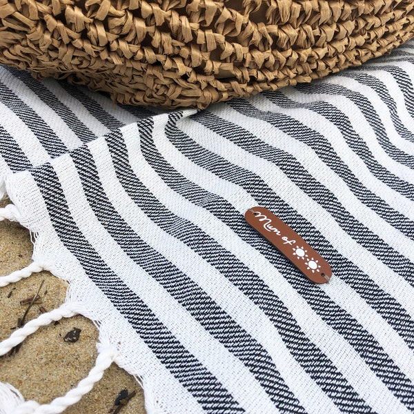 Grande fouta, serviette, couverture de plage à rayures et franges cadeau adulte avec texte à personnaliser / LITTLE FOUTA XL