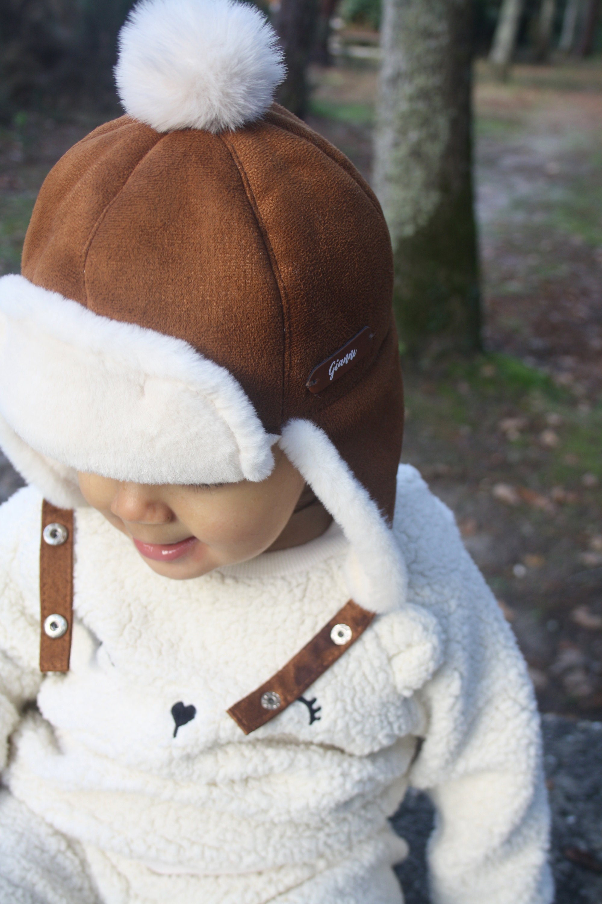 Bonnet chapka enfant fourré, chaud pour l'hiver, doublé tissu mouton avec  pompom, prénom personnalisable / LITTLE CHAPKA -  France
