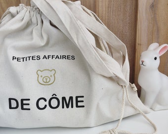 Cotton day bag, shoulder handles, sliding link for mom, nanny, mistress, grandma, personalized text + pattern / LITTLE DAILYBAG