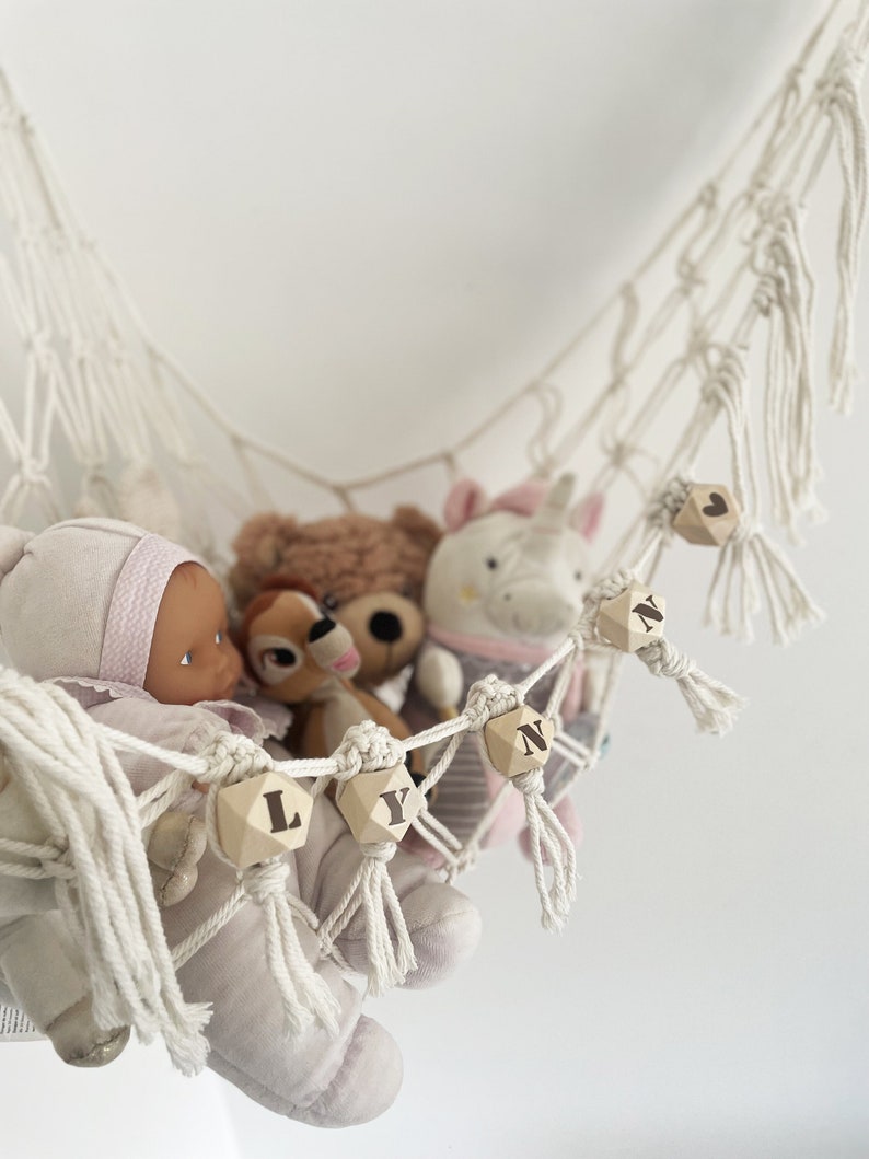 hamac macramé rangement peluches decoration