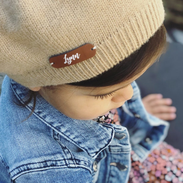 Beret for babies and children, beige or black wool hat, retro cut, to personalize with hand-stitched first name / LITTLE RETRO BERET