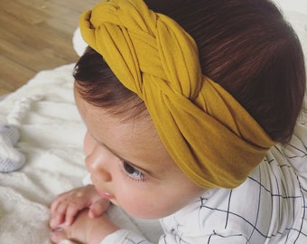 Braided headband in stretchy lycra for baby girls from birth 0-3 years old, colors of your choice / LITTLE HEADBAND