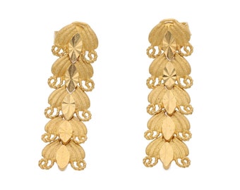 22ct Gold Diamond Cut Drop Earrings