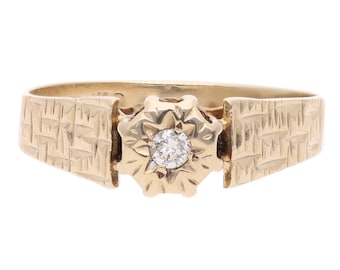 9ct Gold Diamond Single Stone Ring, Size N 1/2.