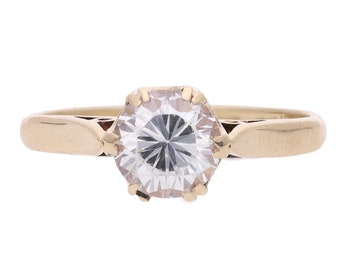 9ct Gold Cubic Zirconia Solitaire Ring, Size P.