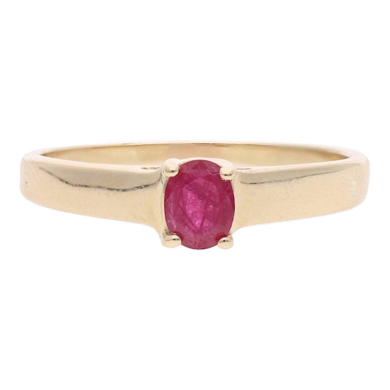 14ct Gold Ruby Solitaire Ring, Size Q