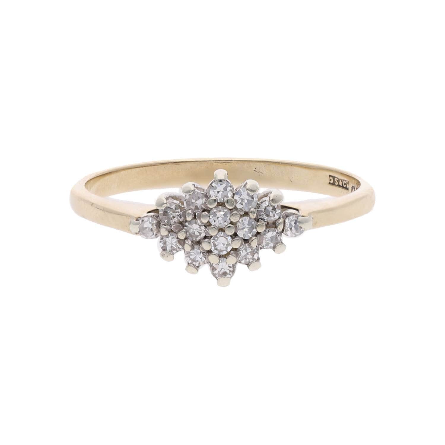 9ct Gold and Diamond Cluster Ring, Size