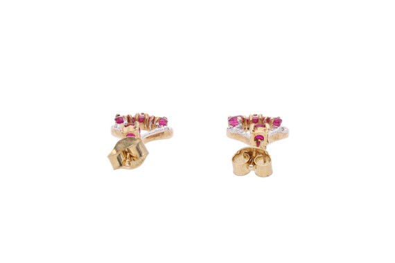 9ct Gold Ruby and Diamond Drop Earrings. - image 6