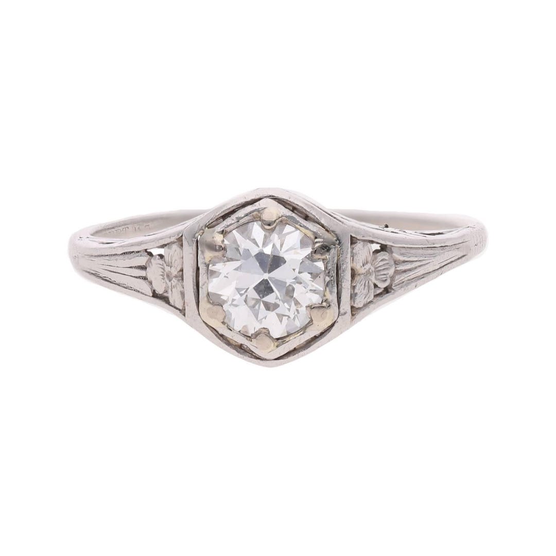 Antique Platinum Diamond Solitaire Ring, Size M - Etsy UK
