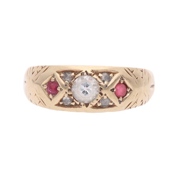 14ct Gold Ruby, Diamond and Spinel Ring, Size 8.5 | R - Gem