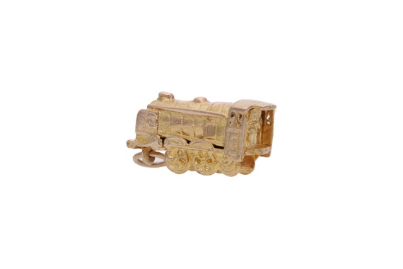 9ct Gold Steam Engine Train Charm Opens to a " Bo… - image 3