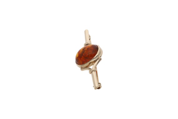 9ct Gold and Amber Brooch. - image 2