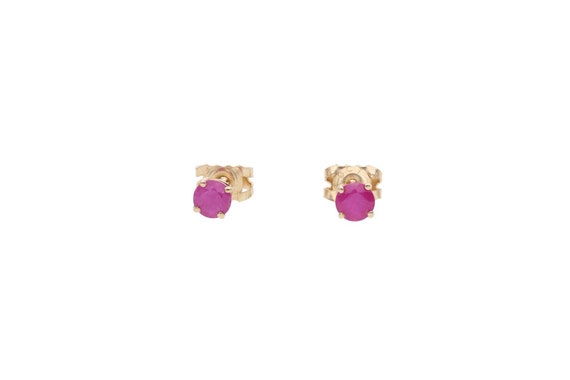 Natural Ruby and 9ct Gold Stud Earrings. - image 1