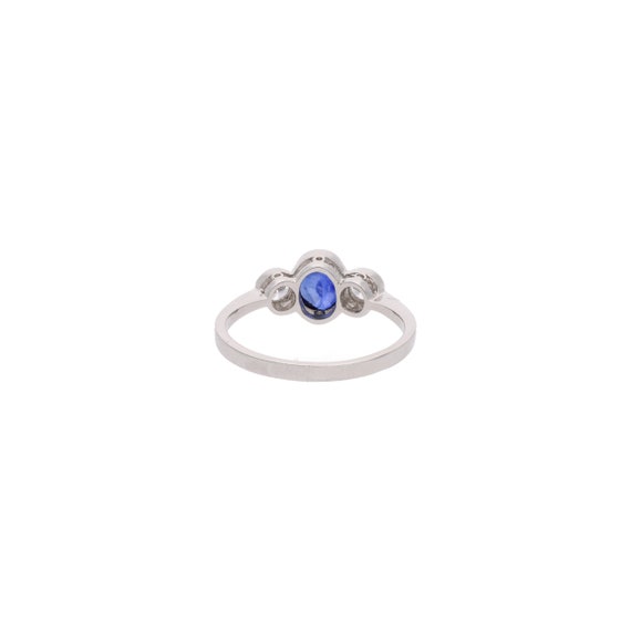 Platinum Blue Sapphire and Diamond Three Stone Ri… - image 4