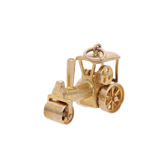 9ct Gold Moving Steamroller charm.