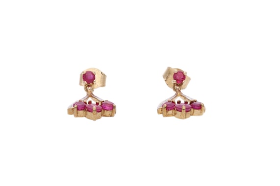 9ct Gold Ruby and Diamond Drop Earrings. - image 3