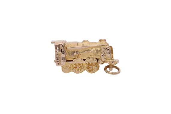 9ct Gold Steam Engine Train Charm Opens to a " Bo… - image 1